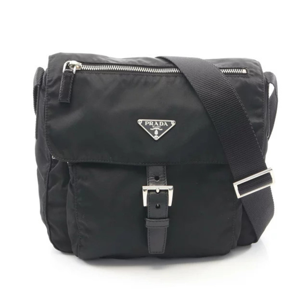 Prada VELA SPORT Shoulder Bag Leather Black